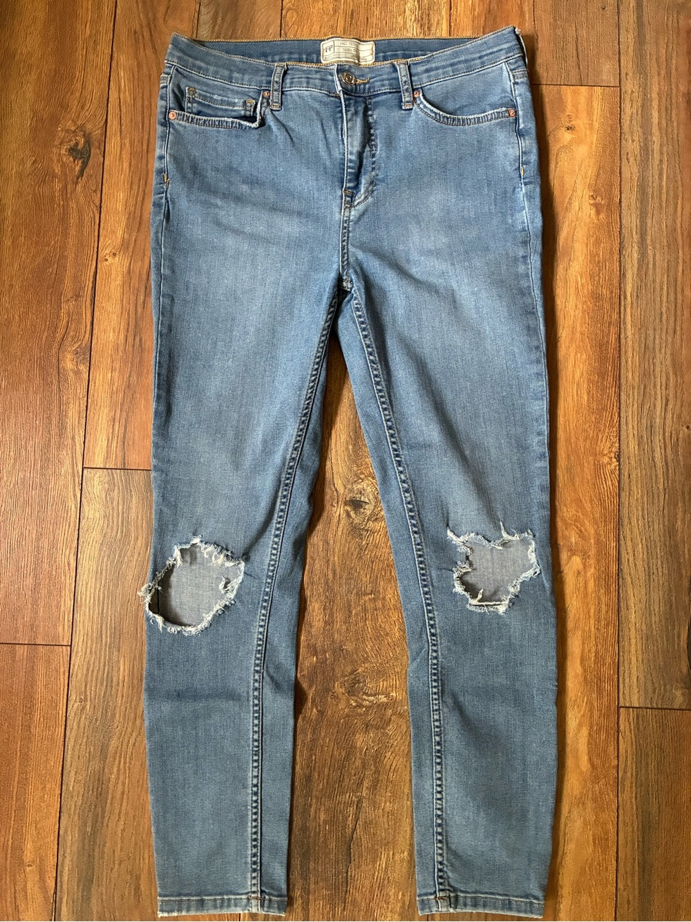 Free People Light Blue Distressed Skinny Jeans